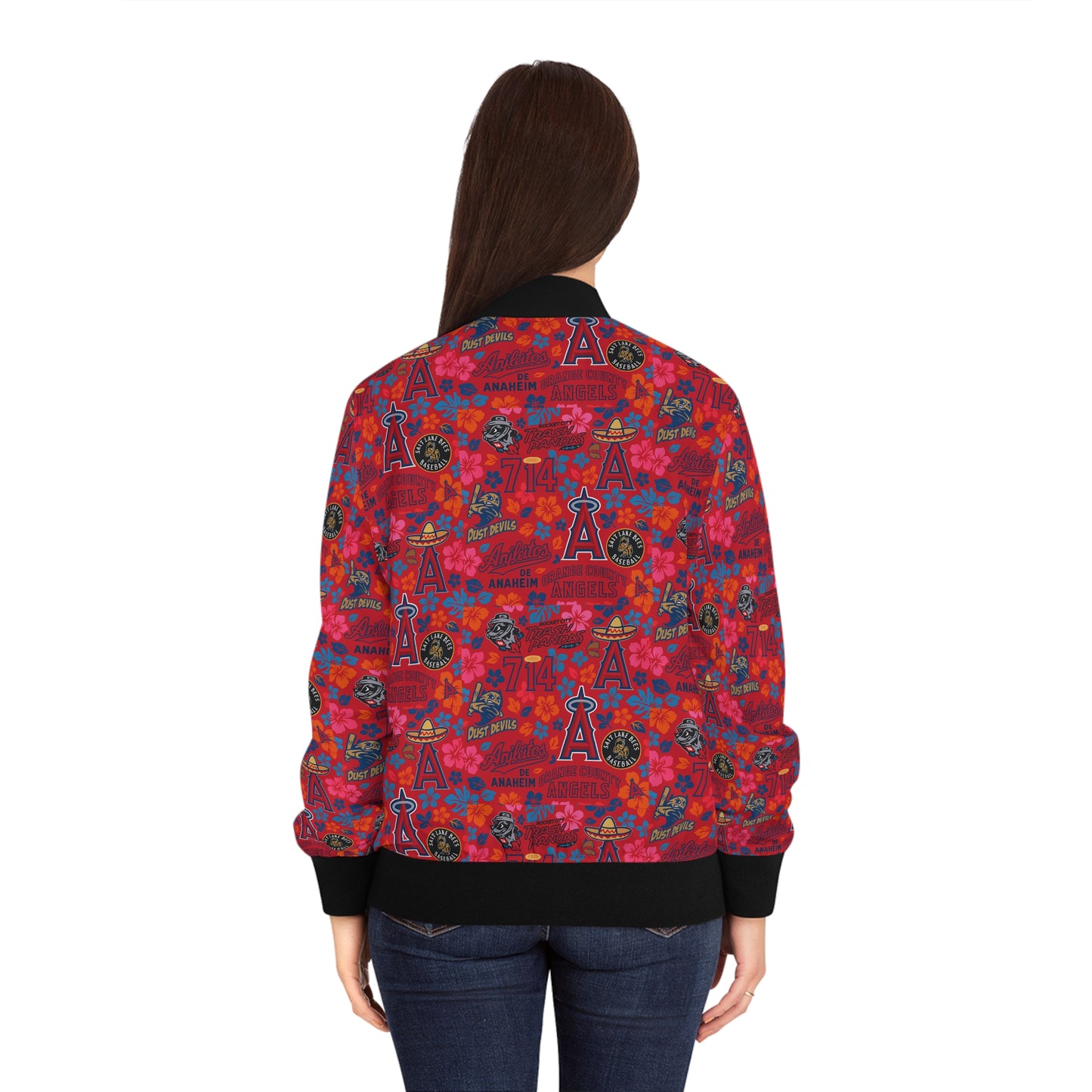 Angels Baseball- Vibrant Women's Hawaiian Bomber Jacket