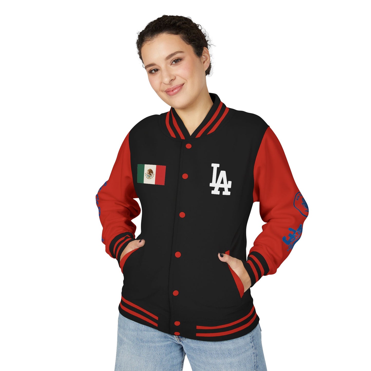 Mexican Flag Los Doyers Unisex Heavyweight - Letterman Jacket - Men & Women
