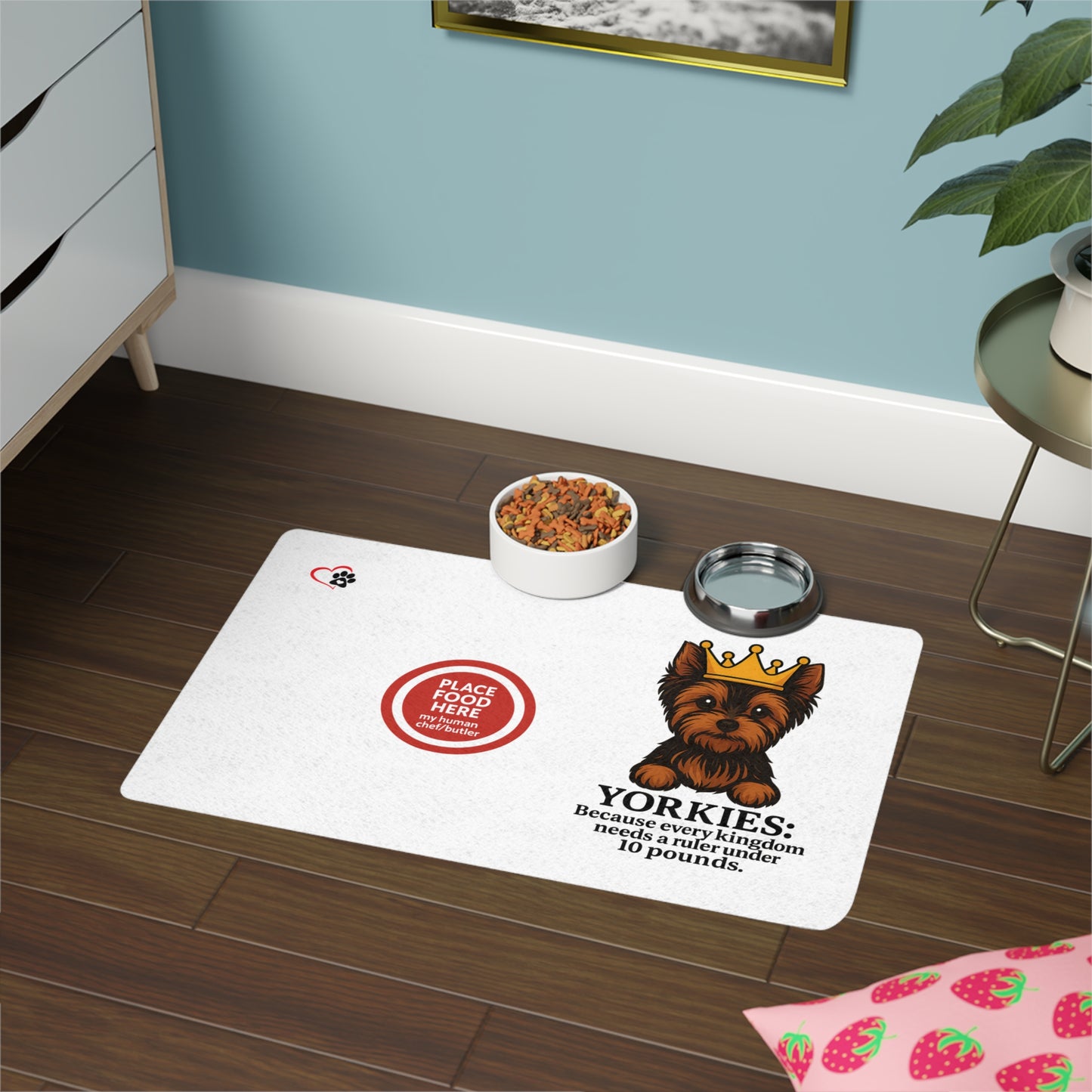 Yorkie Pet Food Mat - Dog Feeding Mat, 12x18