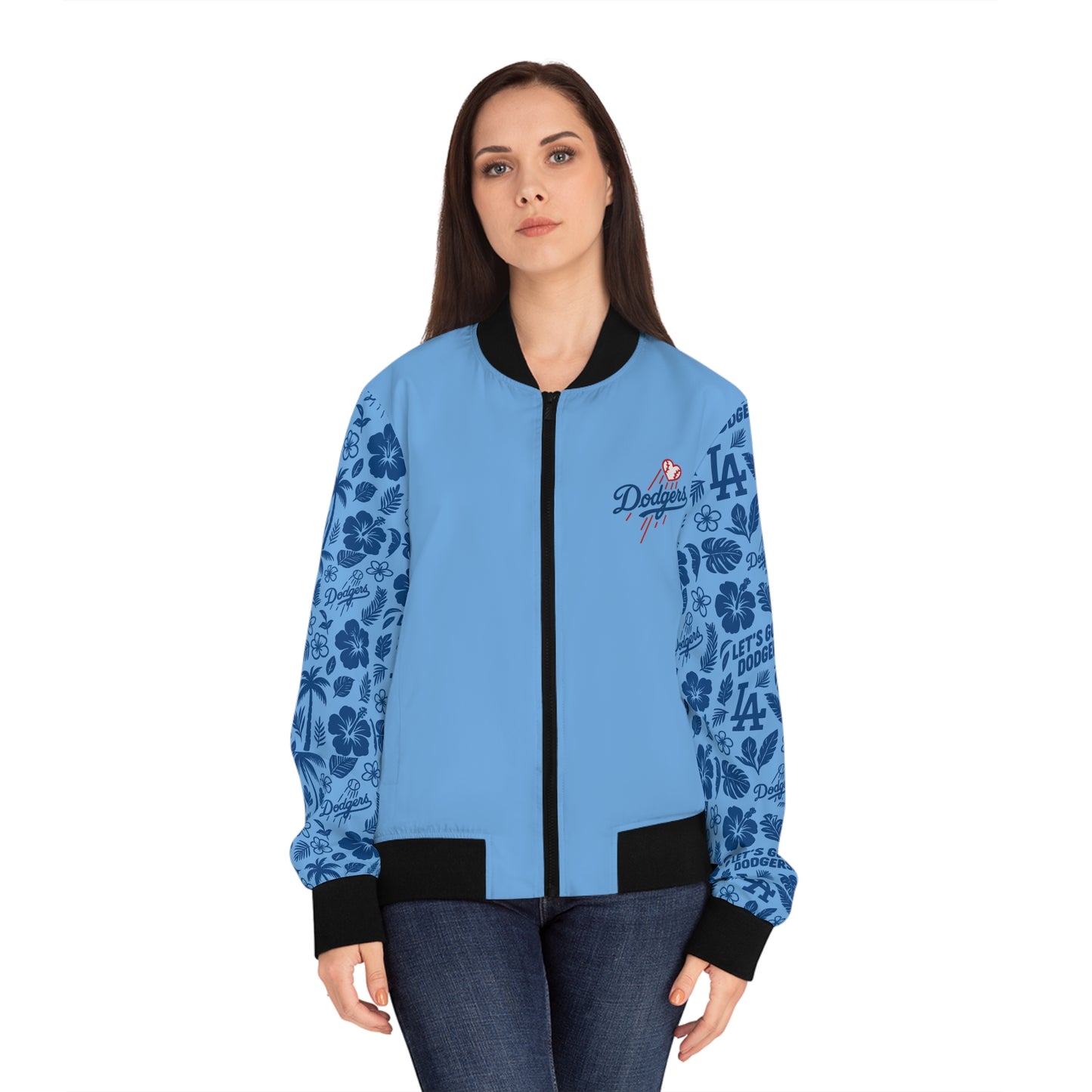 DODGERS - BABY BLUE HAWAIIAN BOMBER JACKET