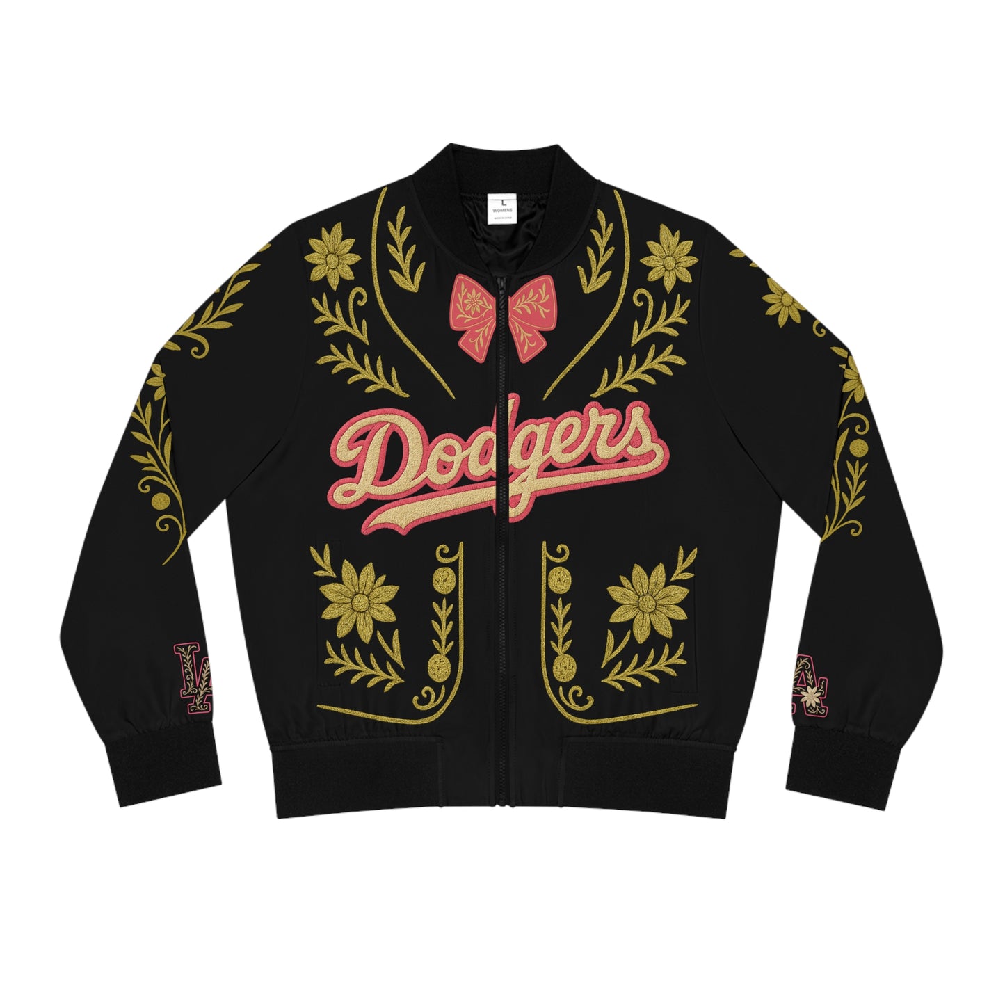 Women's Dodger's Mariachi Bomber Jacket (Pink & Gold)