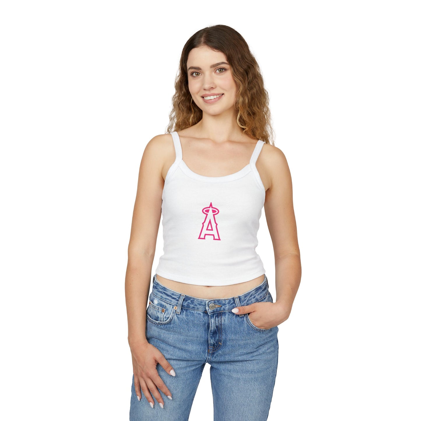 Angels Baseball Spaghetti Strap Tank Top with Pink Logo