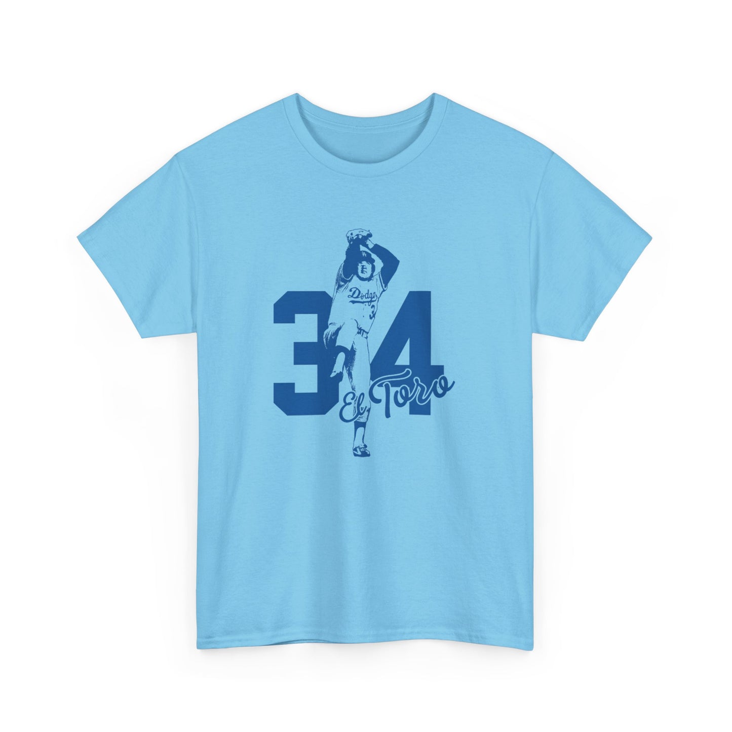 Unisex Fernando Valenzuela Heavy Cotton Tee - El Toro 34 Baseball Graphic Tee - Dodgers