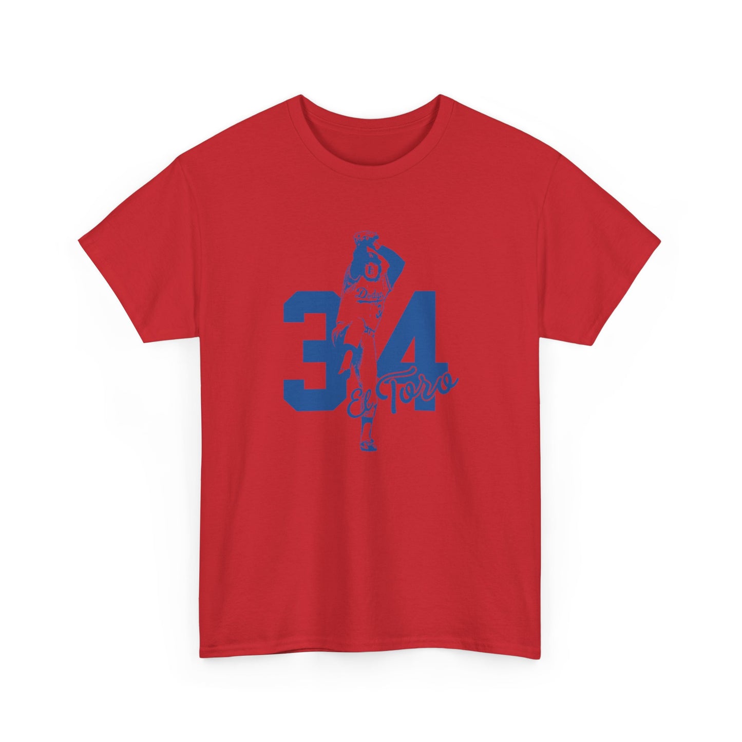 Dodgers -Unisex Fernando Valenzuela Heavy Cotton Tee - El Toro 34 Baseball Graphic Tee
