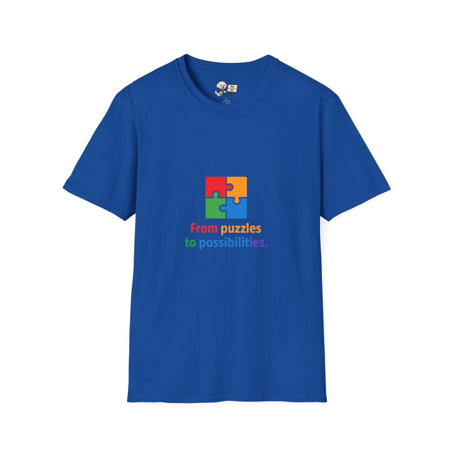 Autism Awareness - "From Puzzles to Possibilities" -  Unisex Softstyle T-Shirt (Various Colors)