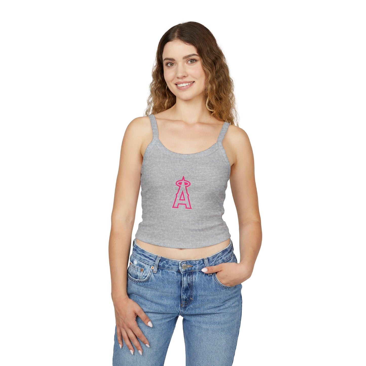 Angels Baseball Spaghetti Strap Tank Top with Pink Logo