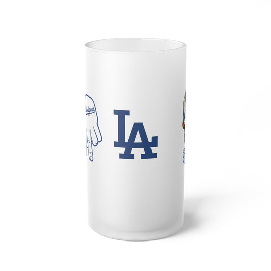 Custom Dodgers Frosted Glass Beer Mug – Perfect for Sports Fans and Celebrations