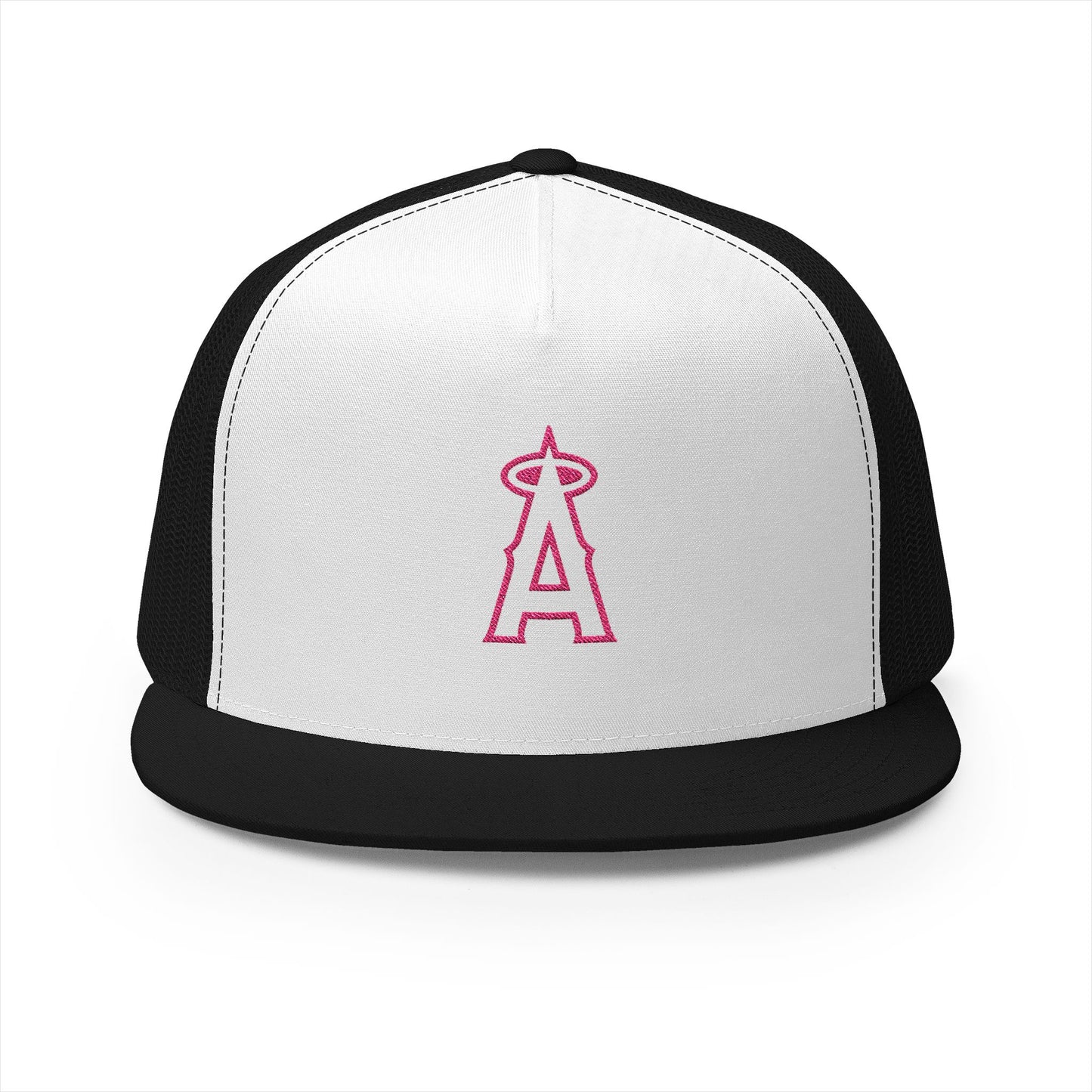 Angels Pink Logo Embroidered 5 Panel Trucker Cap - Stylish Casual Hat