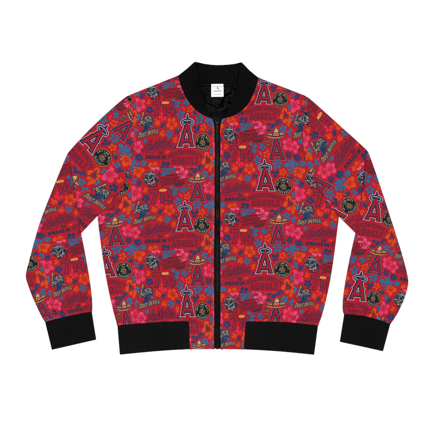 Angels Baseball- Vibrant Women's Hawaiian Bomber Jacket