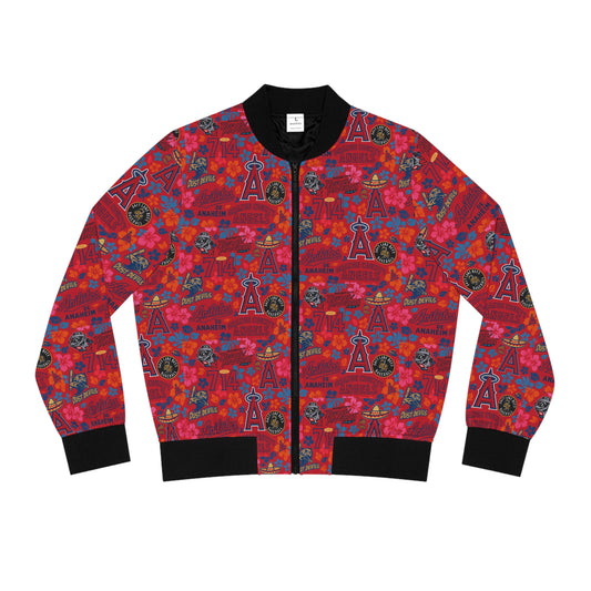 Angels Baseball- Vibrant Women's Hawaiian Bomber Jacket