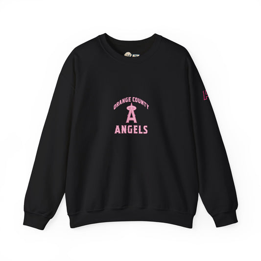 Pink Logo Orange County Angels Unisex Heavy Blend™ Crewneck Sweatshirt - Original Design