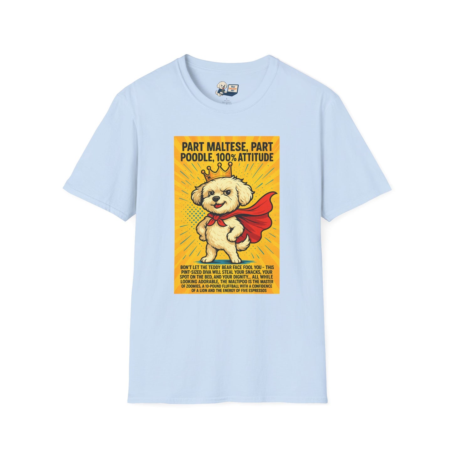 Maltipoo "Superhero" Unisex Softstyle T-Shirt – Perfect Gift for Dog Lovers!