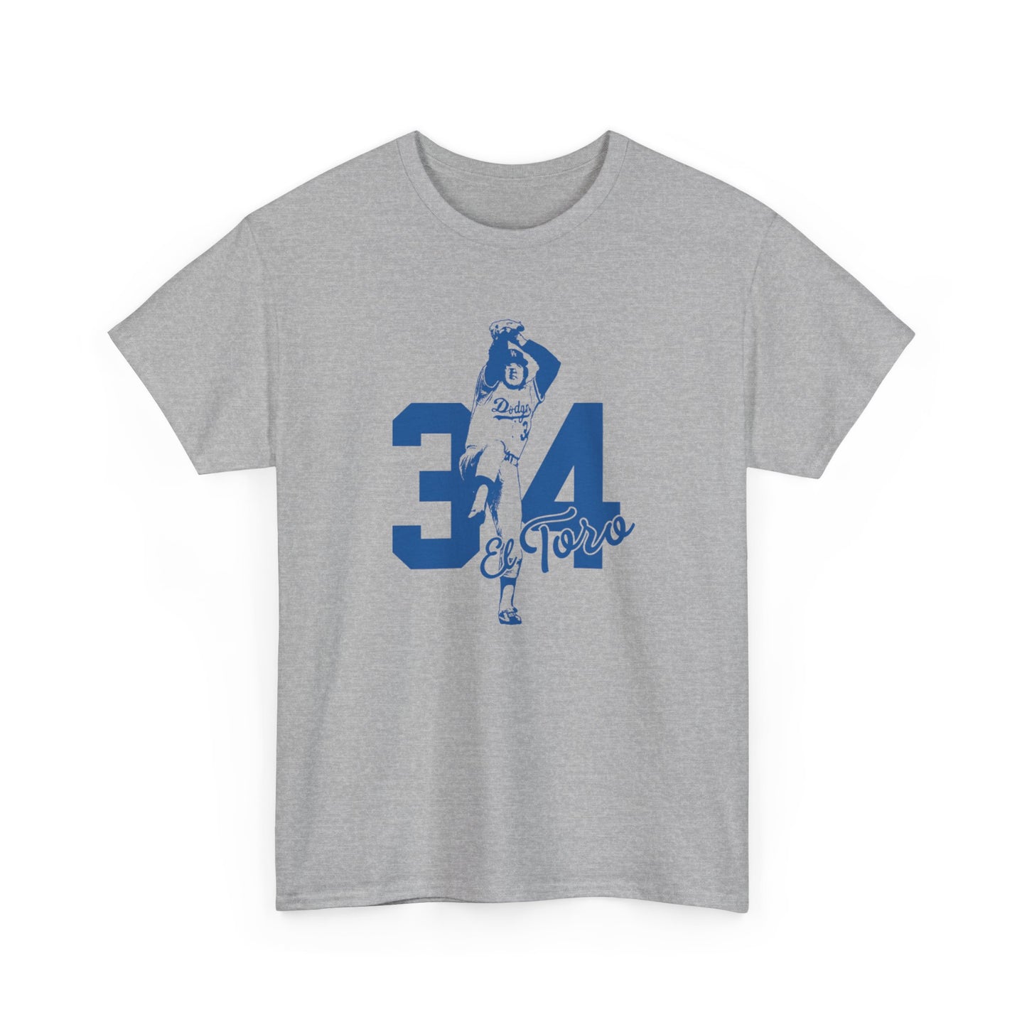 Dodgers -Unisex Fernando Valenzuela Heavy Cotton Tee - El Toro 34 Baseball Graphic Tee