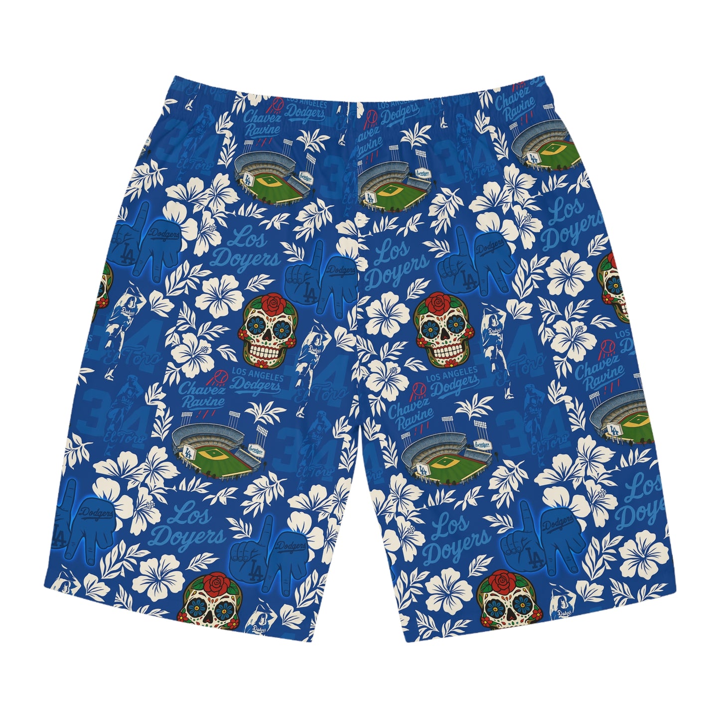 Los Doyers Floral Hawaiian Men's Board Shorts - Perfect for Summer Beach Days