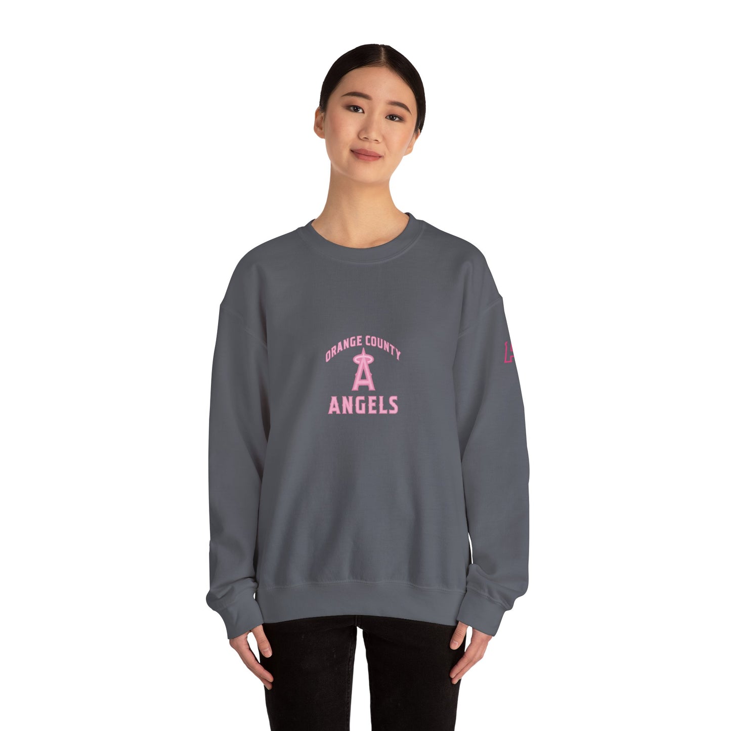 Pink Logo Orange County Angels Unisex Heavy Blend™ Crewneck Sweatshirt - Original Design