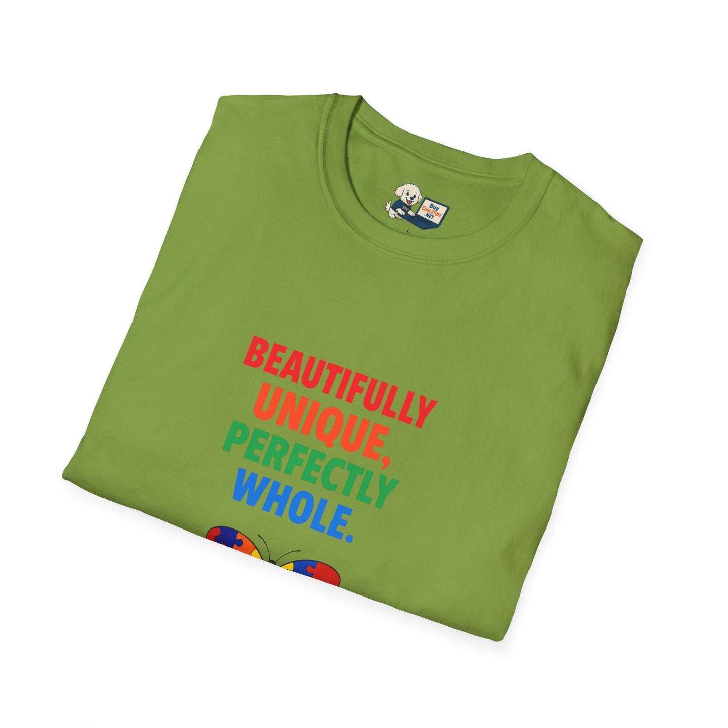 Autism Awareness - "Rainbow Puzzle Piece Butterfly" - Unisex Softstyle T-Shirt (Various Colors)