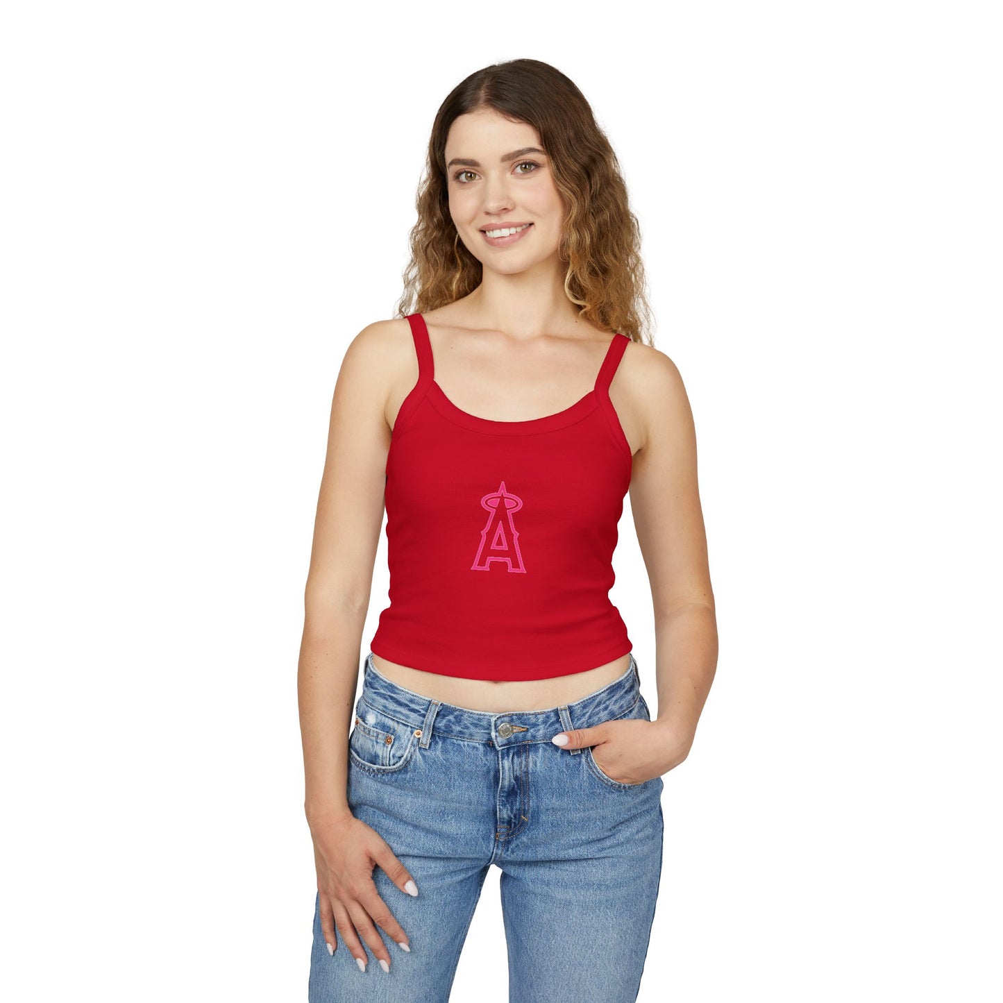 Angels Baseball Spaghetti Strap Tank Top with Pink Logo