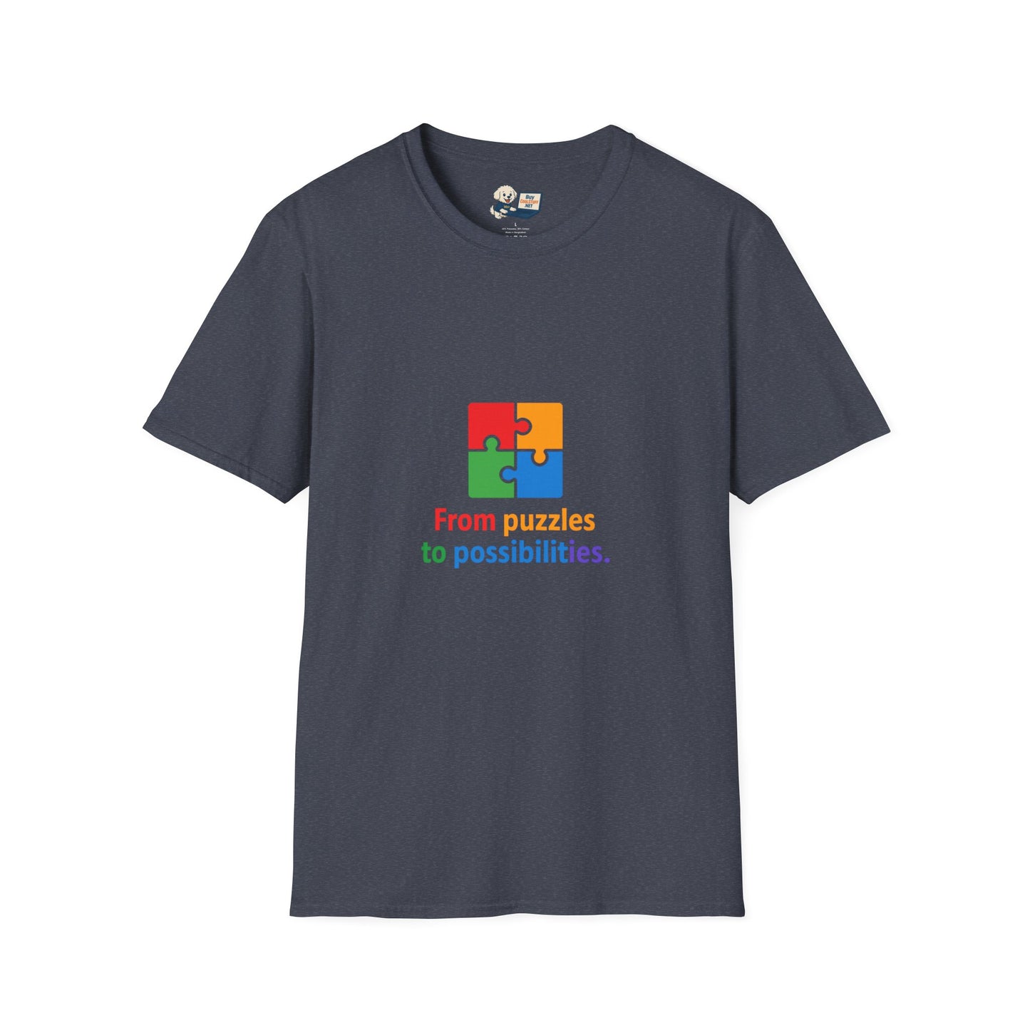 Autism Awareness - "From Puzzles to Possibilities" -  Unisex Softstyle T-Shirt (Various Colors)