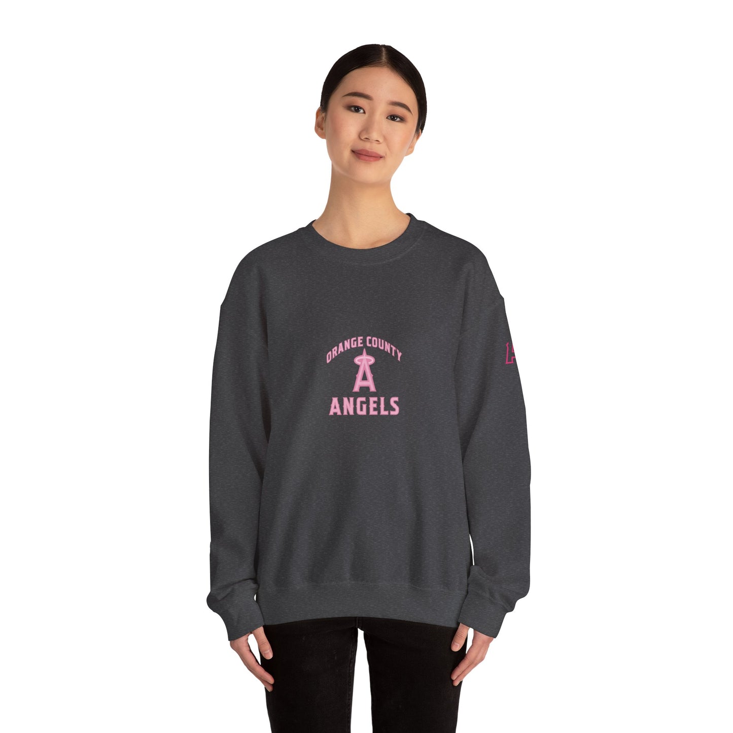 Pink Logo Orange County Angels Unisex Heavy Blend™ Crewneck Sweatshirt - Original Design