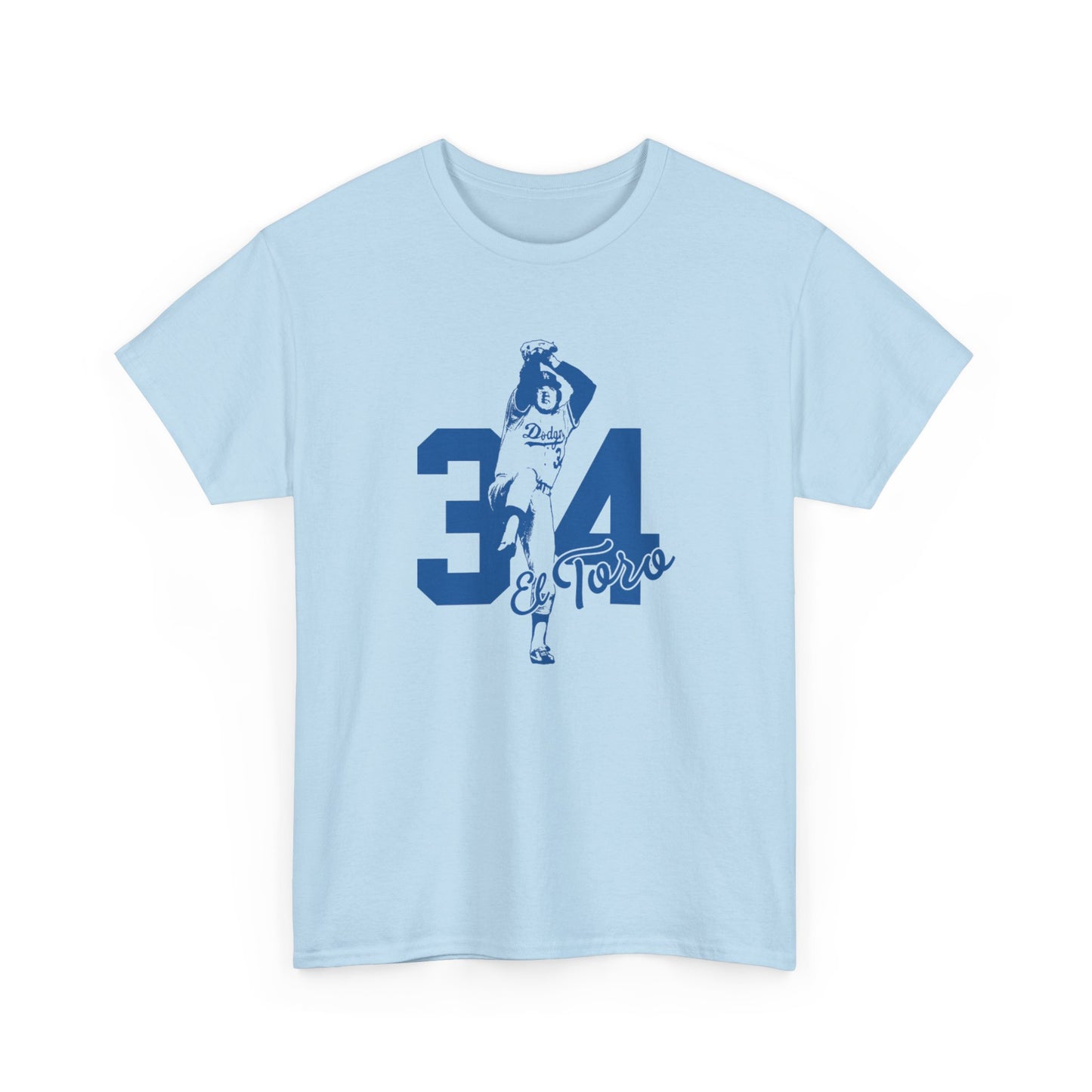 Dodgers -Unisex Fernando Valenzuela Heavy Cotton Tee - El Toro 34 Baseball Graphic Tee