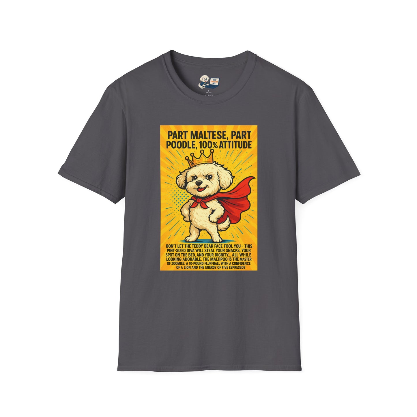 Maltipoo "Superhero" Unisex Softstyle T-Shirt – Perfect Gift for Dog Lovers!
