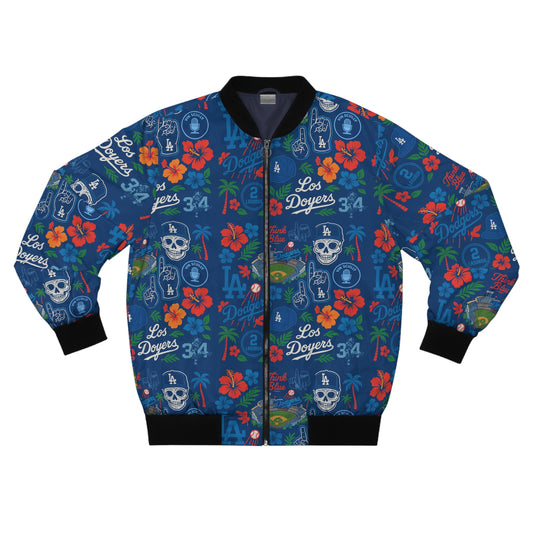 Dodgers Vibrant "Blue Hawaiian" Men's Bomber Jacket - Original Tropical Floral Design