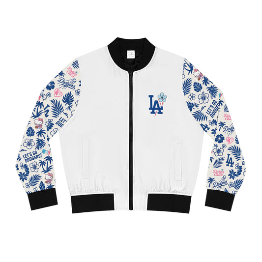 Los Angeles Dodgers - Women's Hawaiian Style Bomber Jacket - White
