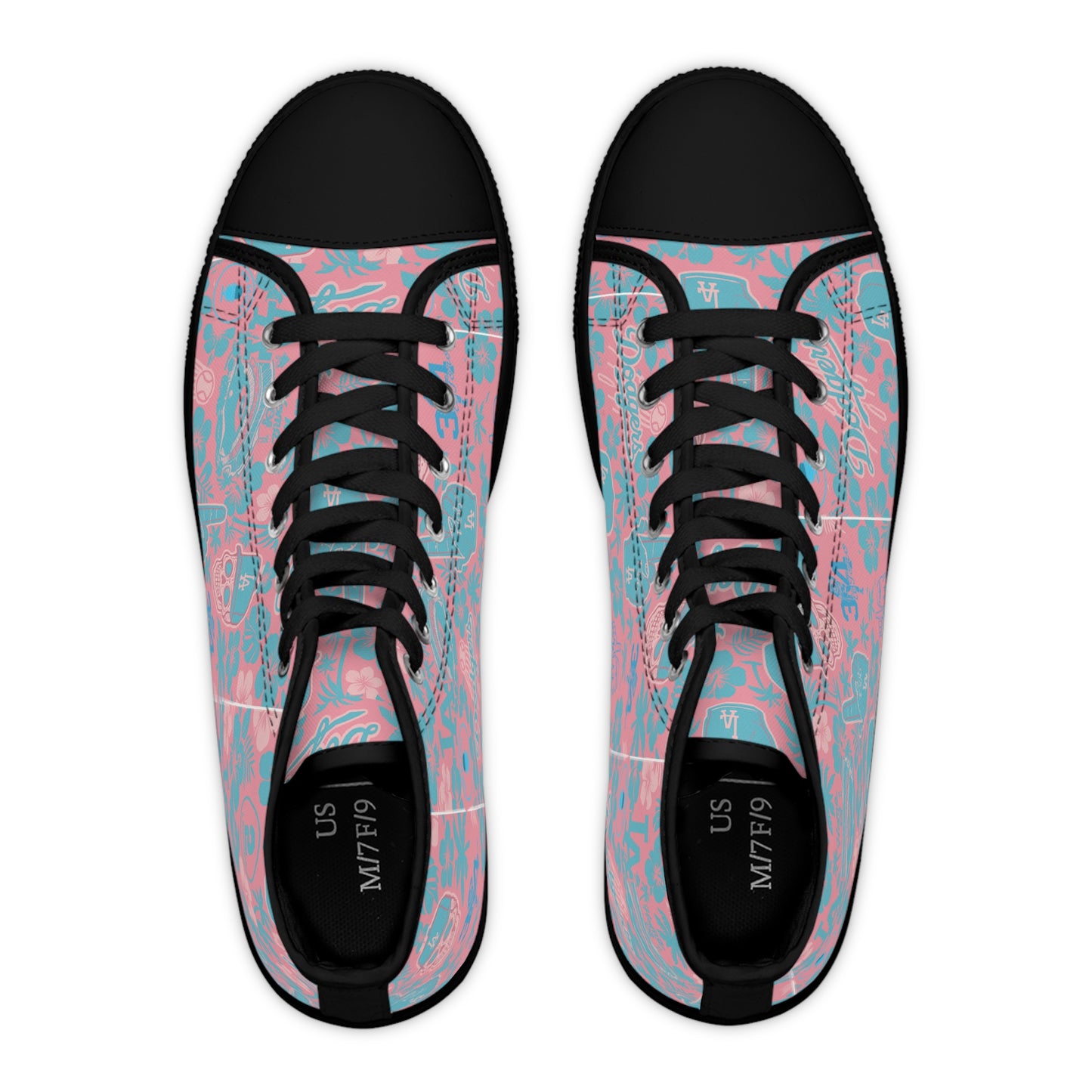Dodgers Aloha Pink Pattern- Women's High Top Sneakers - Original Design