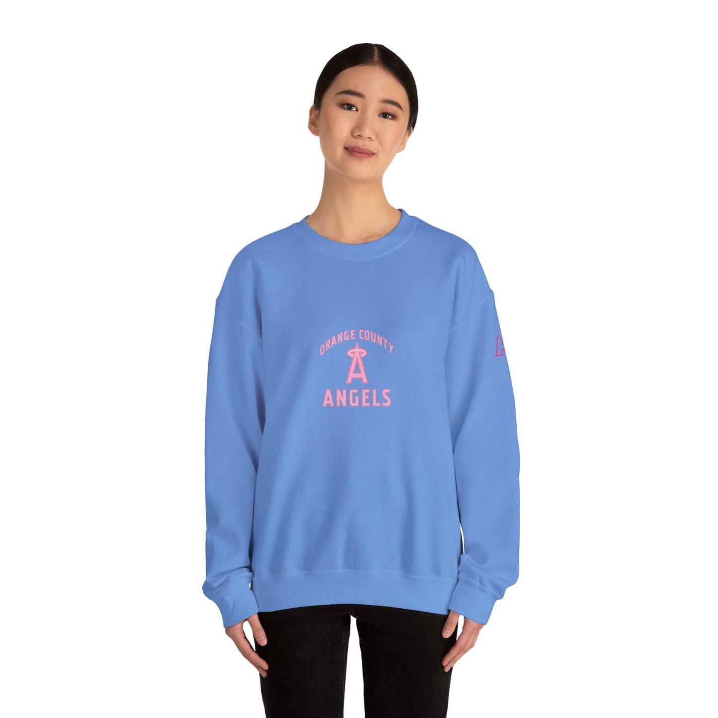 Pink Logo Orange County Angels Unisex Heavy Blend™ Crewneck Sweatshirt - Original Design