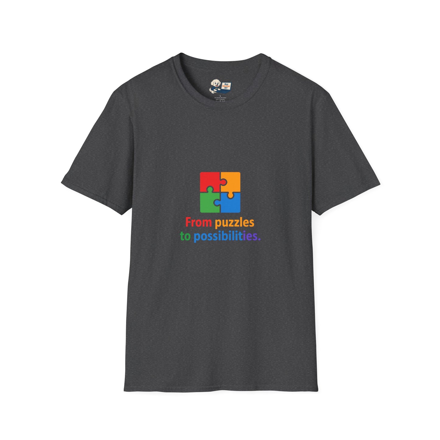 Autism Awareness - "From Puzzles to Possibilities" -  Unisex Softstyle T-Shirt (Various Colors)