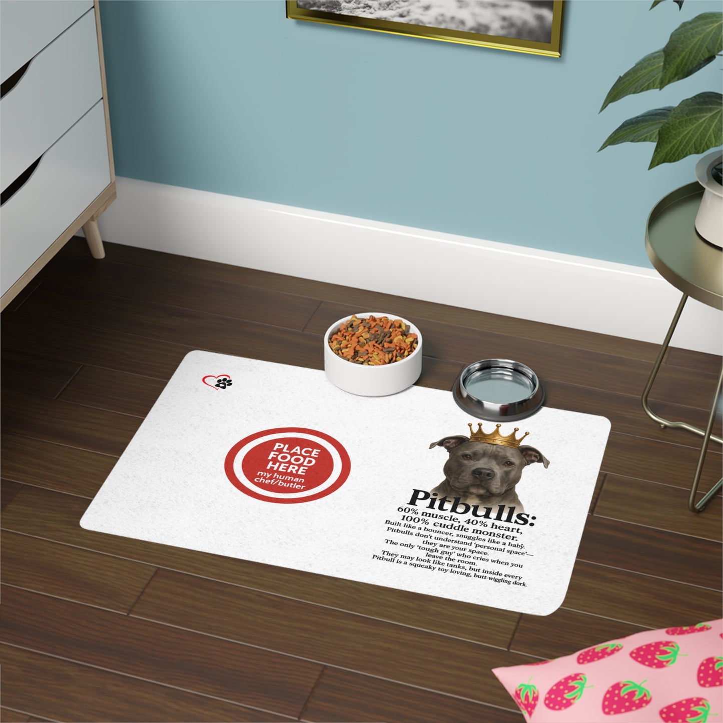 Pitbull - Pet Food Mat - Fun Dog Feeding Mat