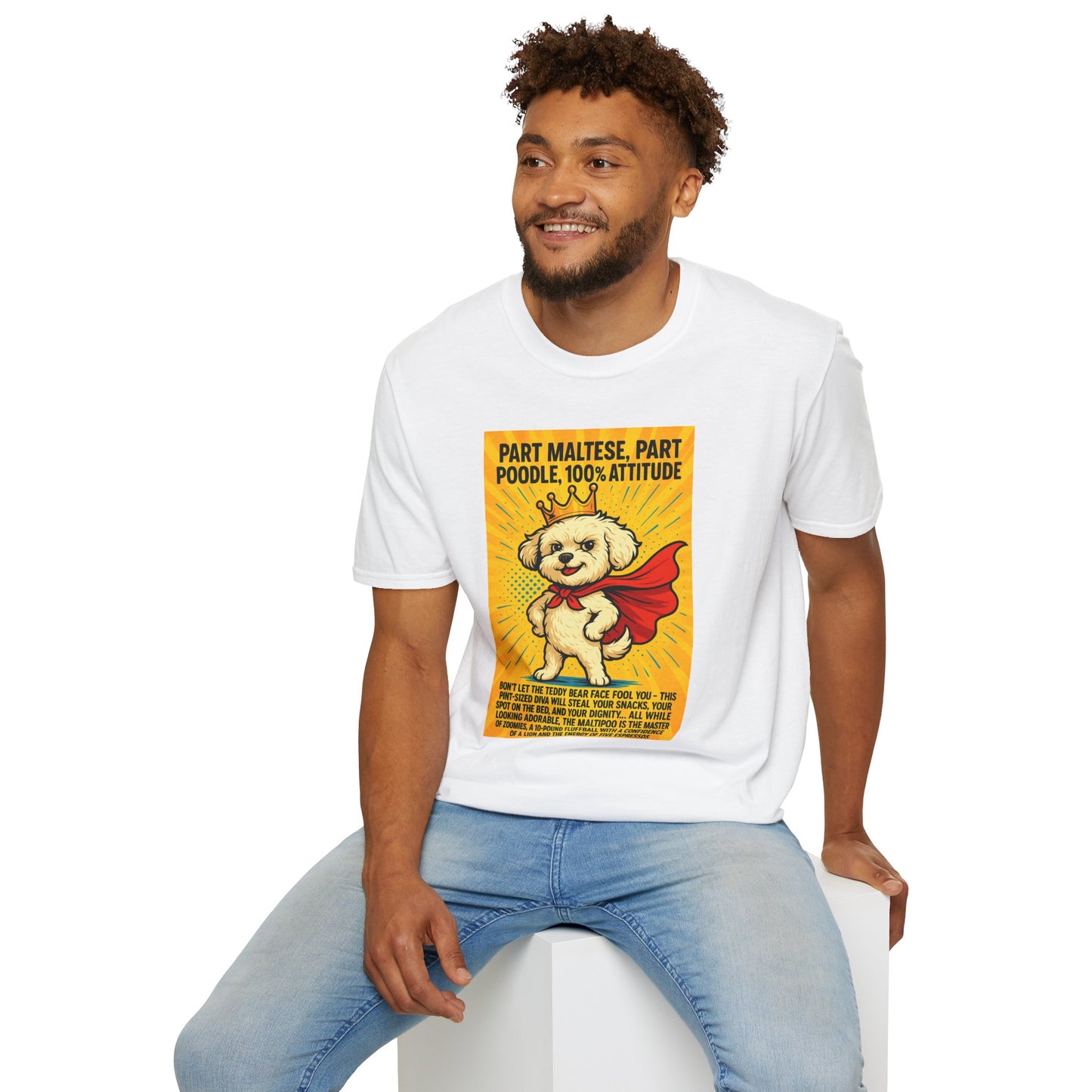 Maltipoo "Superhero" Unisex Softstyle T-Shirt – Perfect Gift for Dog Lovers!