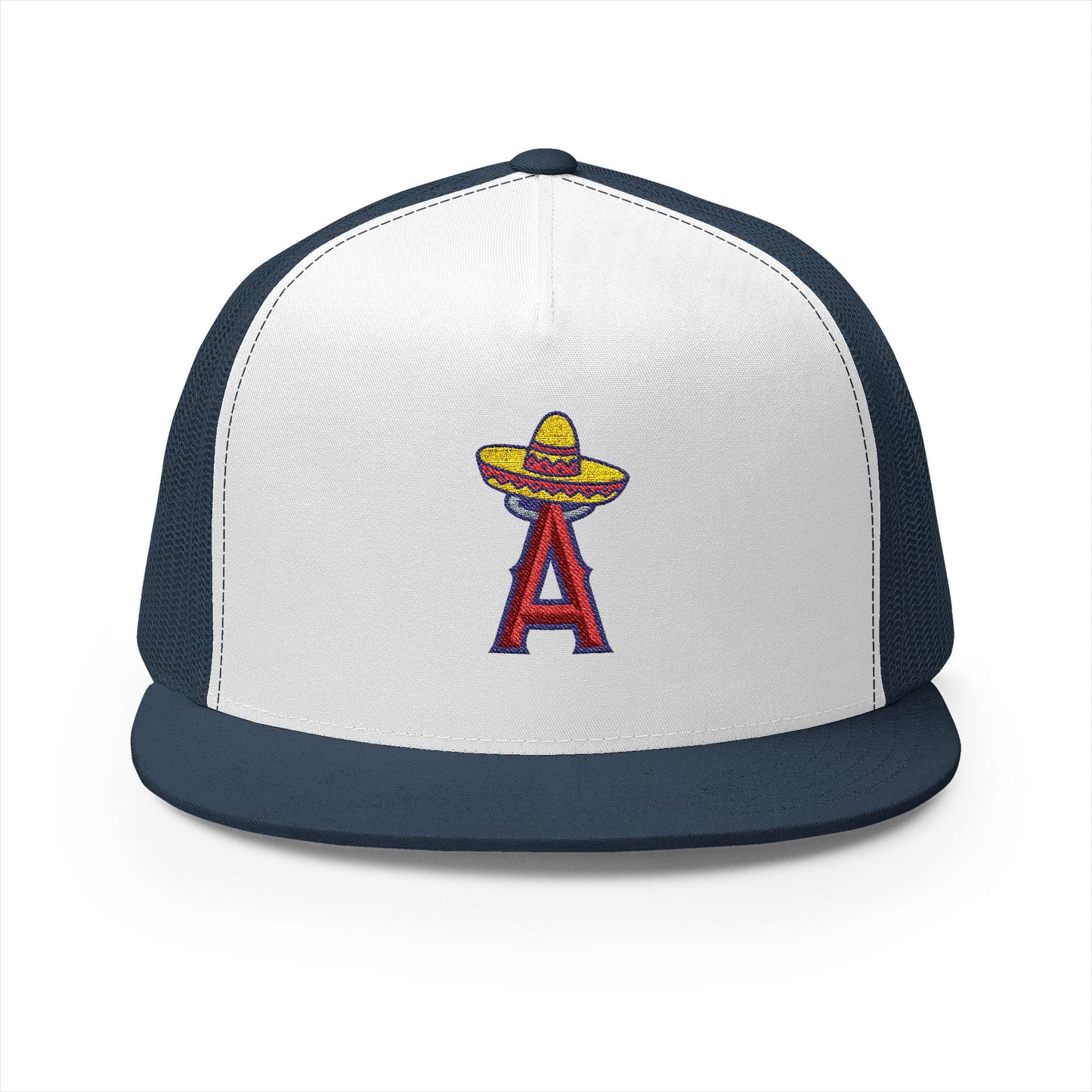 Angels Baseball Embroidered 5 Panel Trucker Cap - Vibrant Sombrero Design