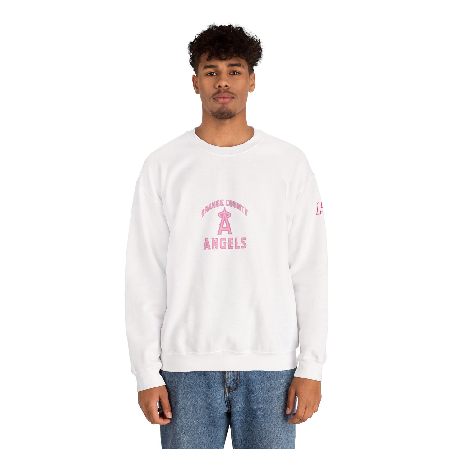 Pink Logo Orange County Angels Unisex Heavy Blend™ Crewneck Sweatshirt - Original Design