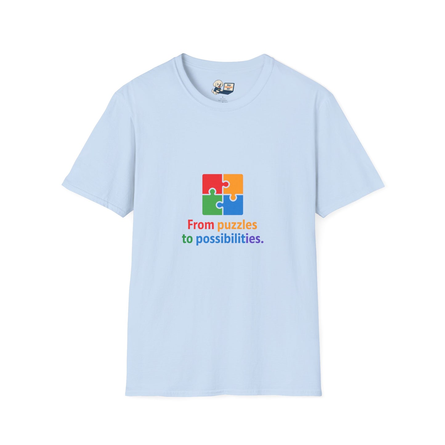 Autism Awareness - "From Puzzles to Possibilities" -  Unisex Softstyle T-Shirt (Various Colors)