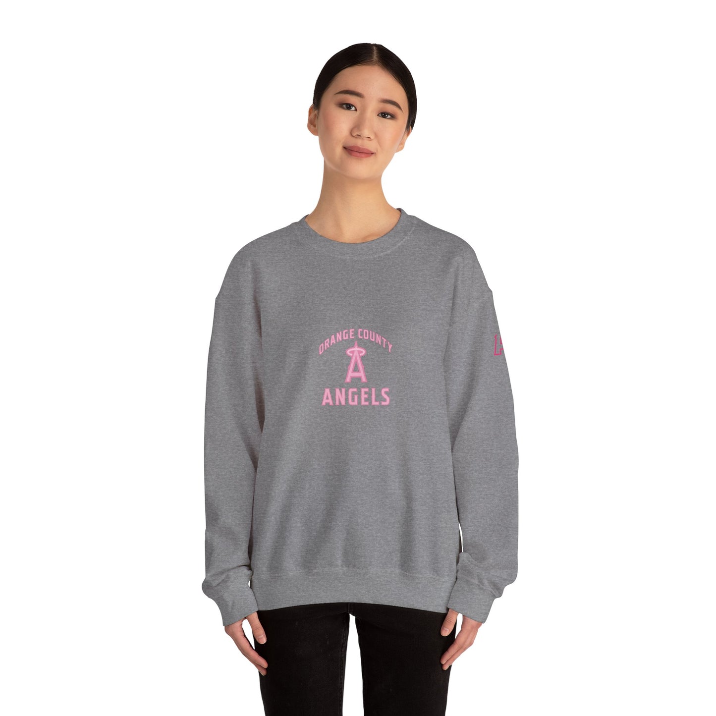 Pink Logo Orange County Angels Unisex Heavy Blend™ Crewneck Sweatshirt - Original Design