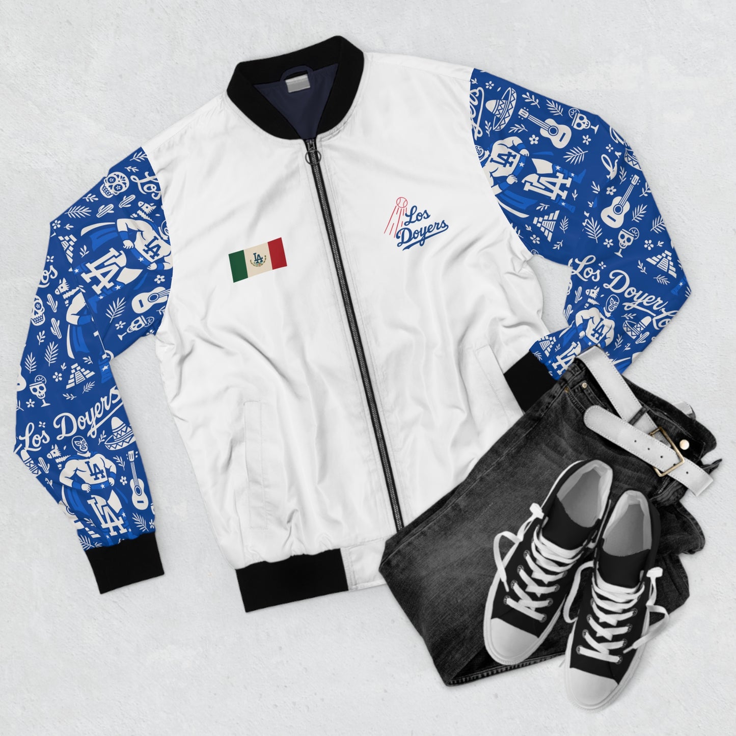 Dodgers - Los Doyers - Mexican Players Bomber Jacket - White