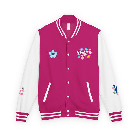 Dodger Chica - Flower Power - Women's Heavyweight Letterman Jacket - LA Dodgers Floral Love Design