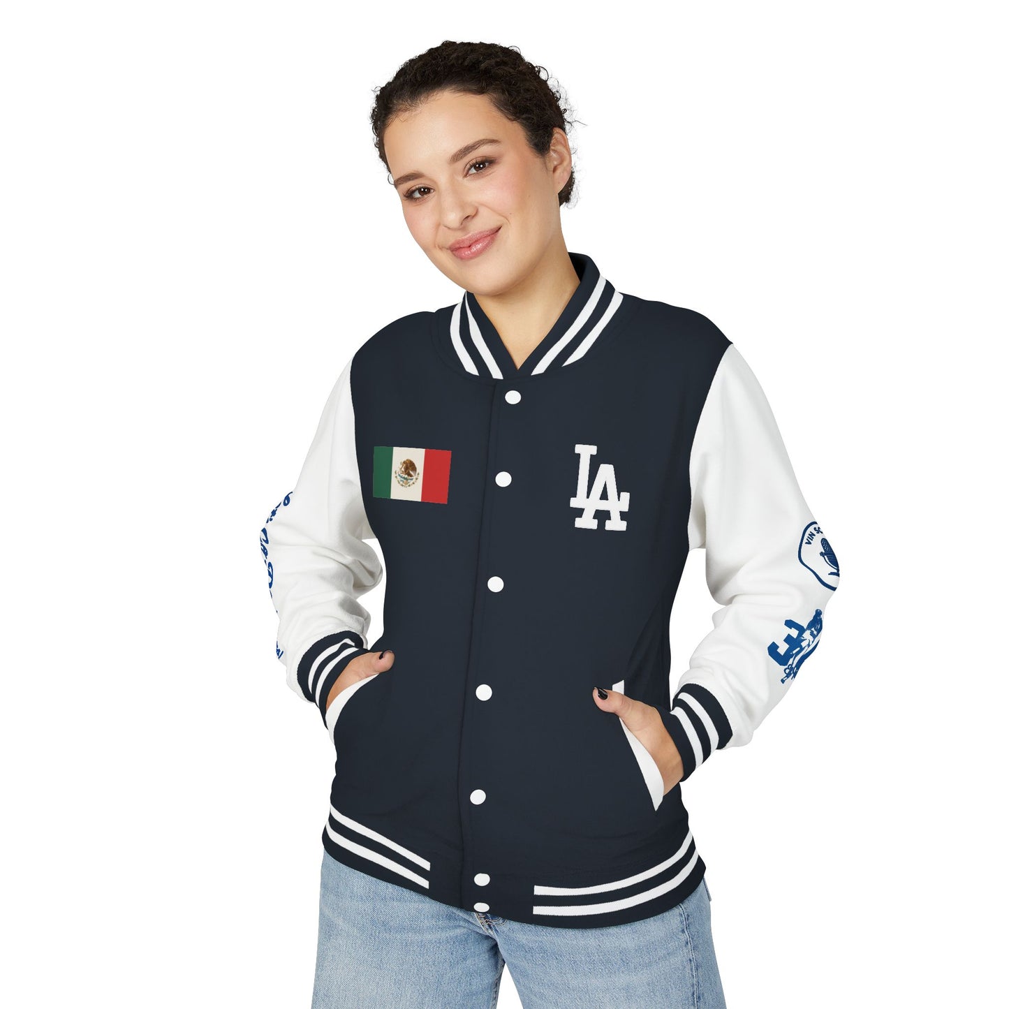Mexican Flag Los Doyers Unisex Heavyweight - Letterman Jacket - Men & Women
