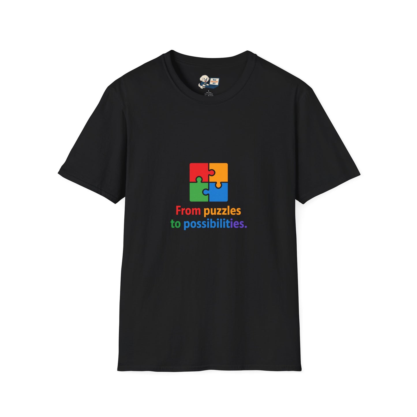 Autism Awareness - "From Puzzles to Possibilities" -  Unisex Softstyle T-Shirt (Various Colors)