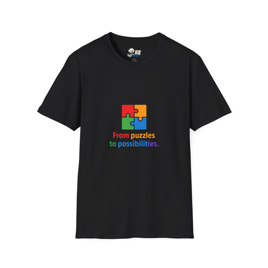 Autism Awareness - "From Puzzles to Possibilities" -  Unisex Softstyle T-Shirt (Various Colors)
