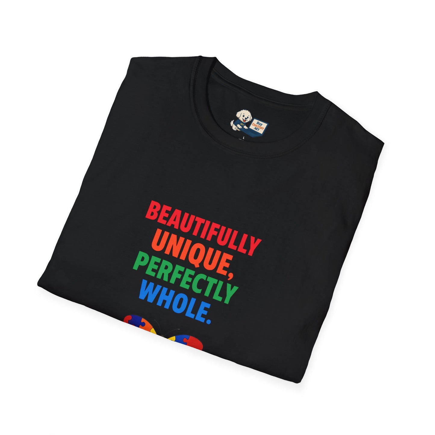Autism Awareness - "Rainbow Puzzle Piece Butterfly" - Unisex Softstyle T-Shirt (Various Colors)
