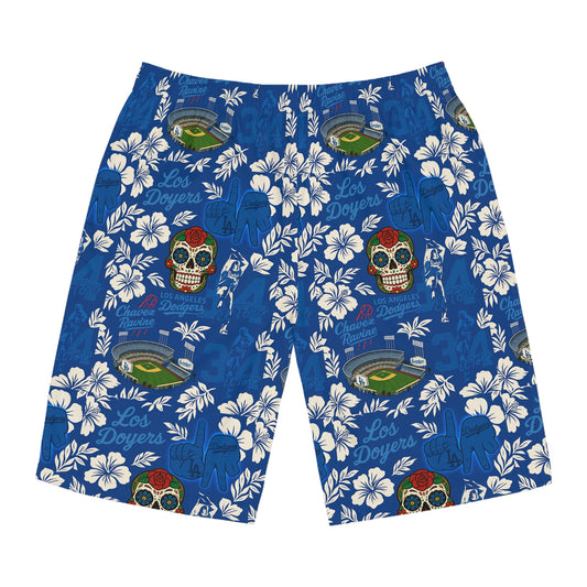 Los Doyers Floral Hawaiian Men's Board Shorts - Perfect for Summer Beach Days