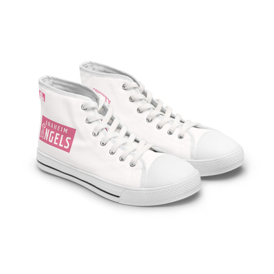 Anaheim Angels Pink Design Women's High Top Sneakers - Original Design