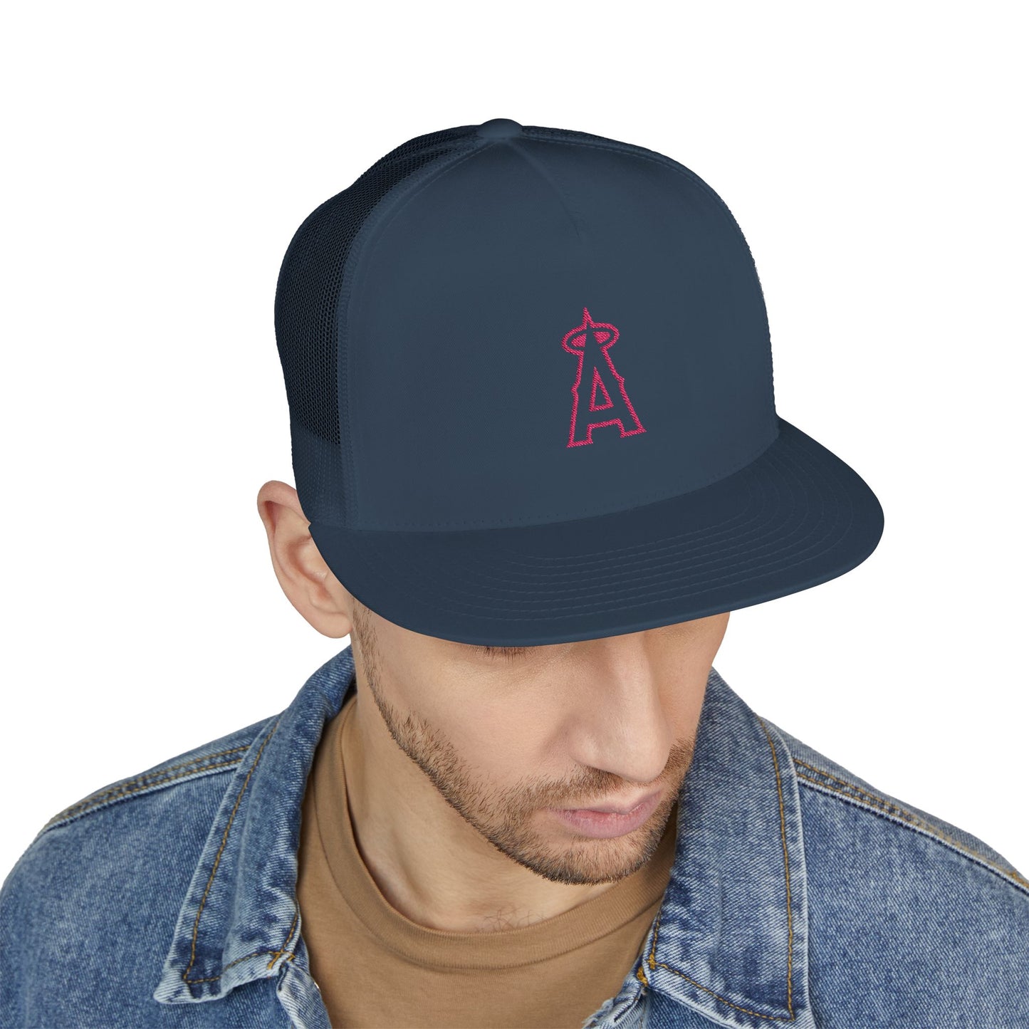 Angels Pink Logo Embroidered 5 Panel Trucker Cap - Stylish Casual Hat