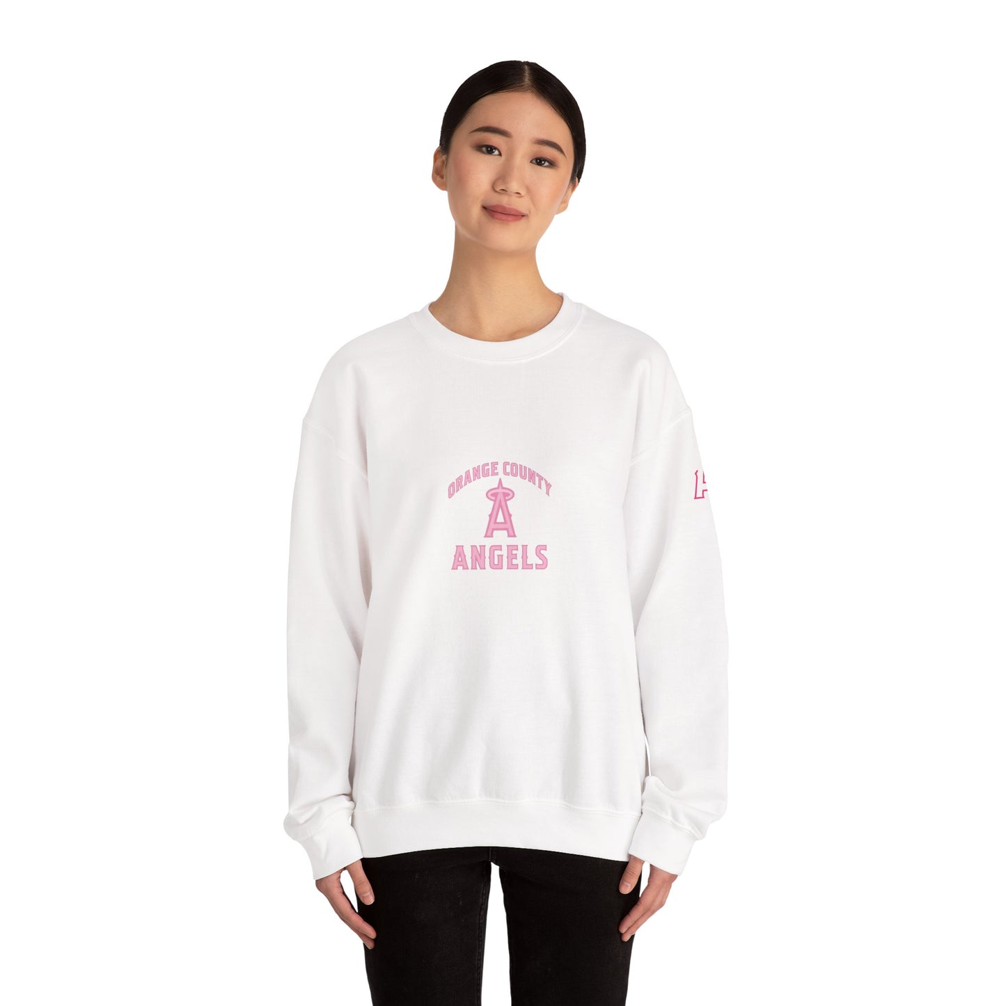 Pink Logo Orange County Angels Unisex Heavy Blend™ Crewneck Sweatshirt - Original Design