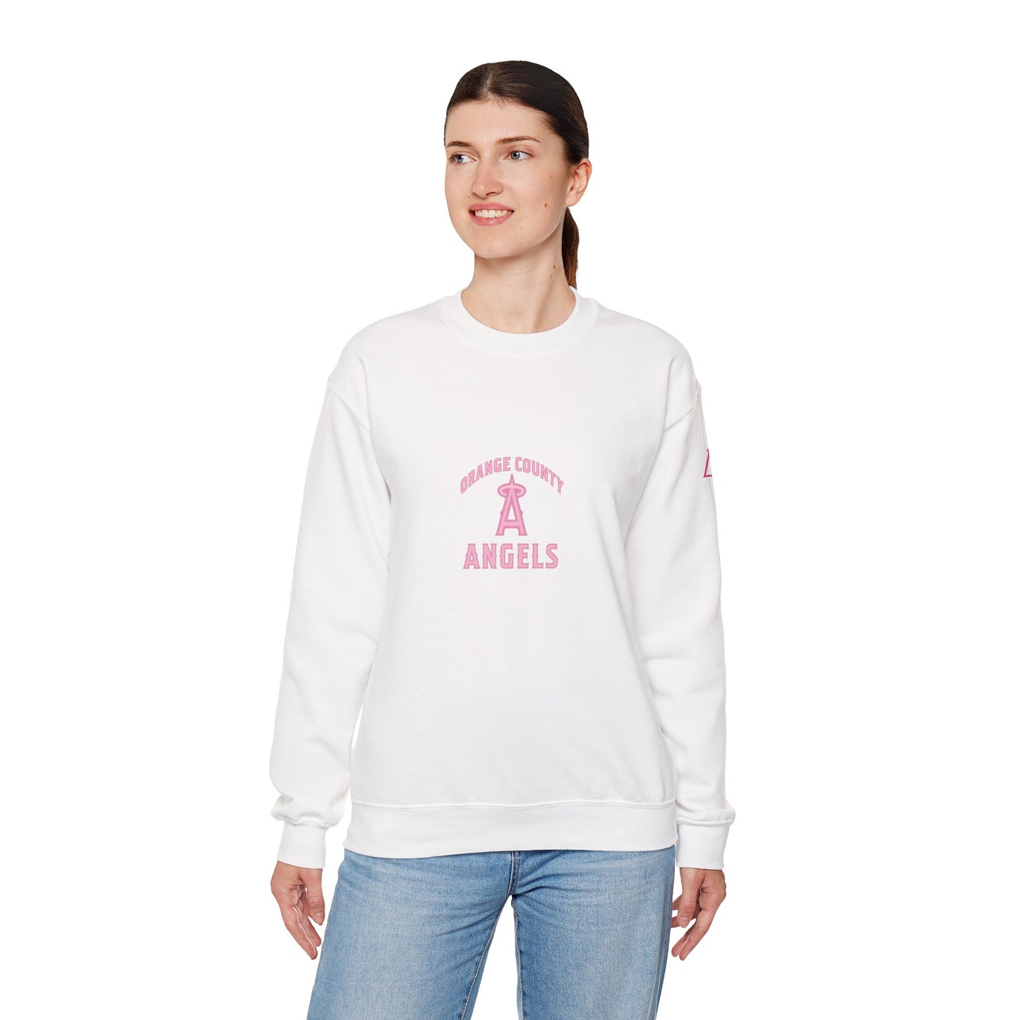 Pink Logo Orange County Angels Unisex Heavy Blend™ Crewneck Sweatshirt - Original Design