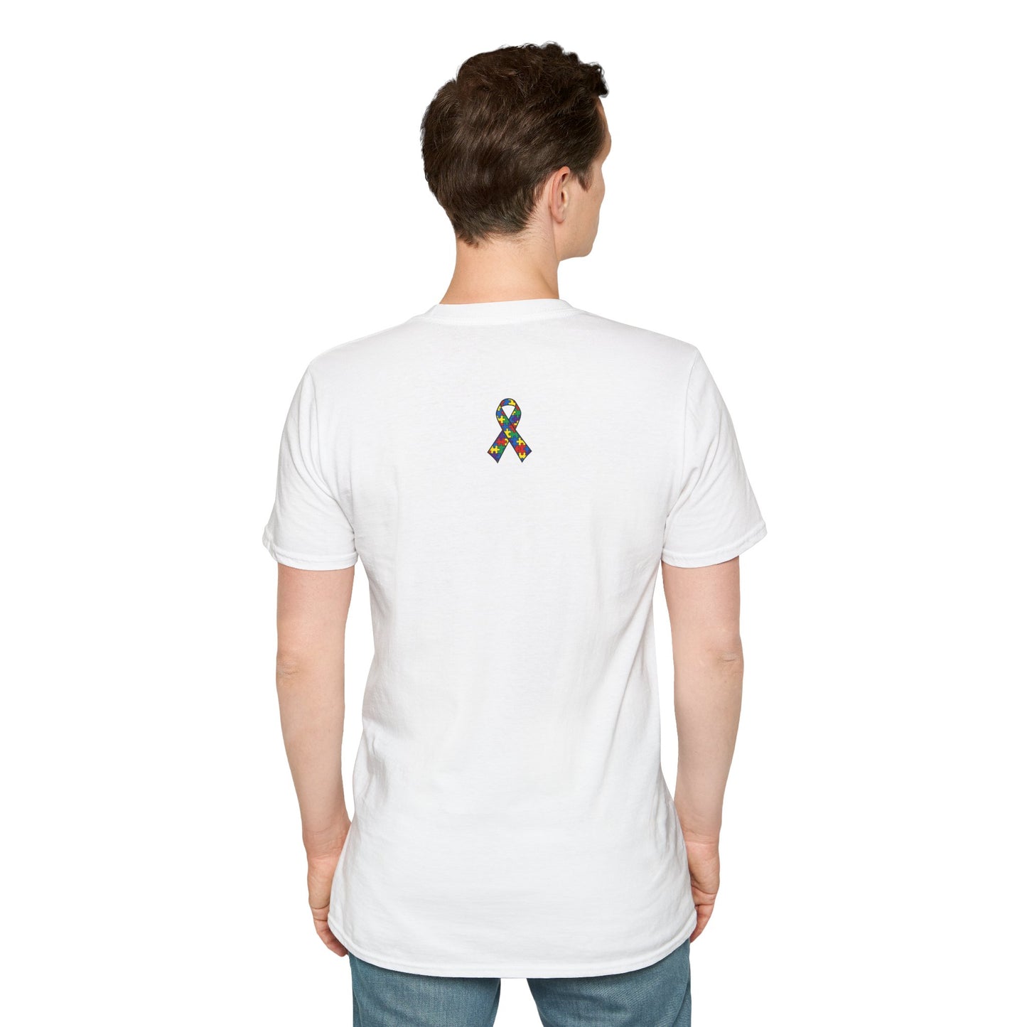 Autism Awareness - "Rainbow Puzzle Piece Butterfly" - Unisex Softstyle T-Shirt (Various Colors)