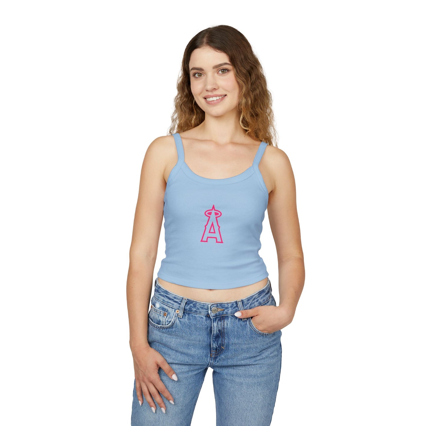 Angels Baseball Spaghetti Strap Tank Top with Pink Logo