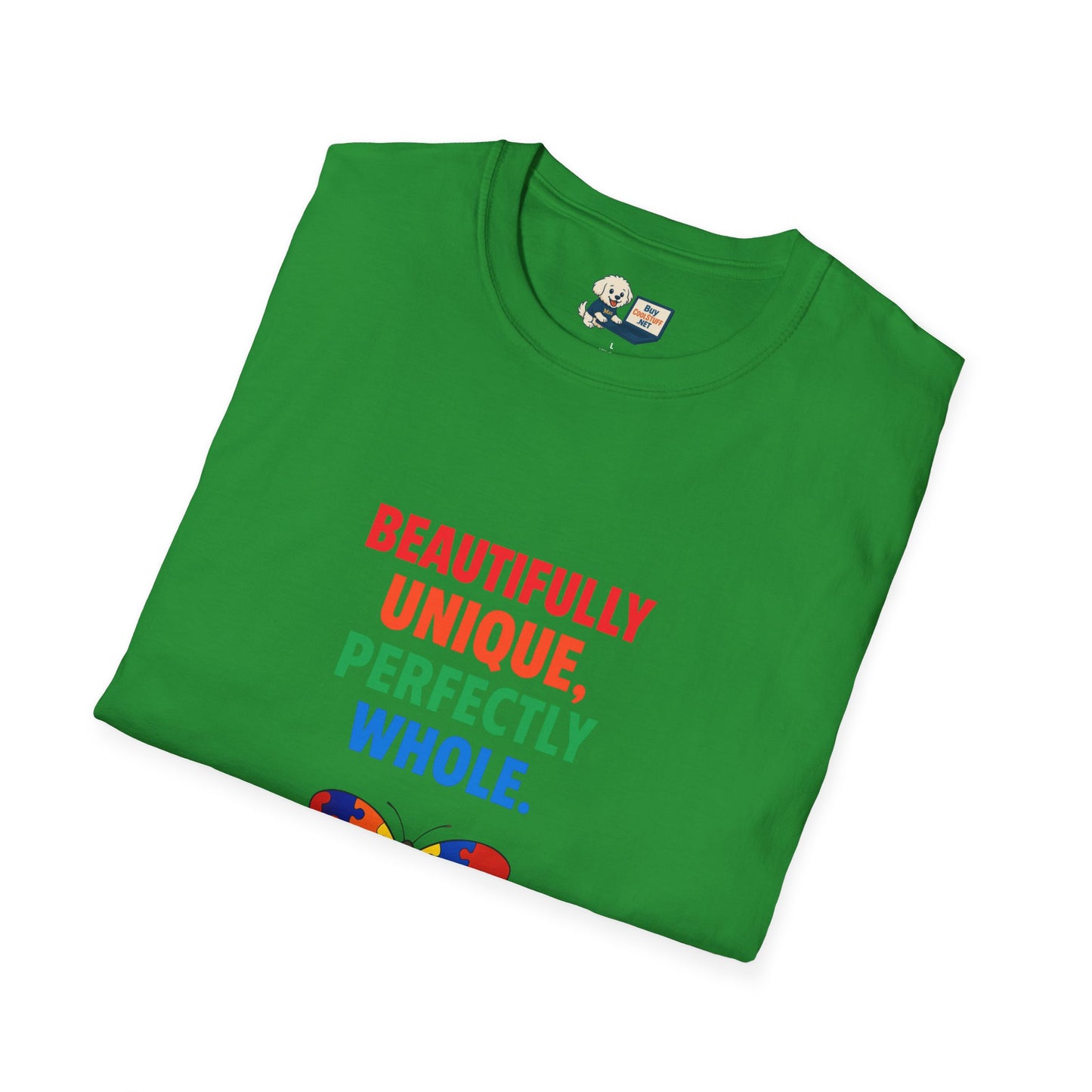 Autism Awareness - "Rainbow Puzzle Piece Butterfly" - Unisex Softstyle T-Shirt (Various Colors)